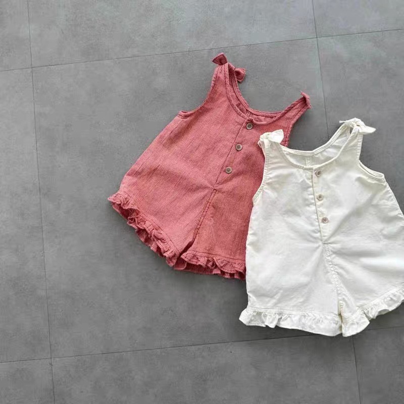 Summer Clothing For Babies - HY2831 Zomerrompertje voor meisjes met overslag