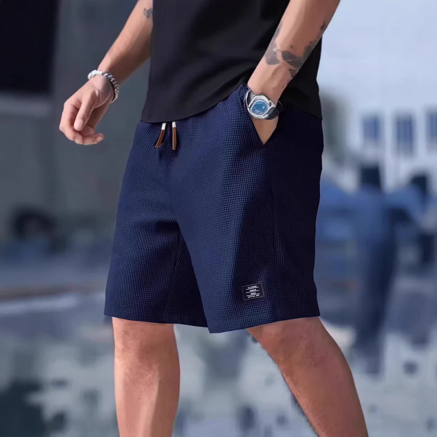 Heren korte broek zwart wafel  - Summer Clothing Deals recensie en prijs
