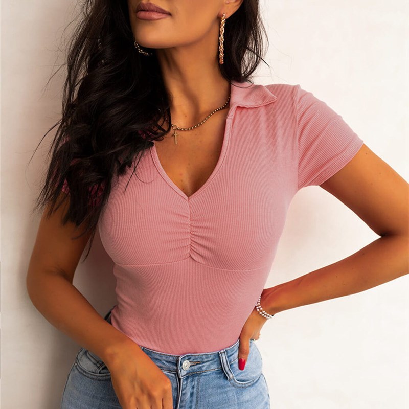 Vrouwen Kraag Korte Mouwen Tee - Summer Clothing Deals recensie en prijs